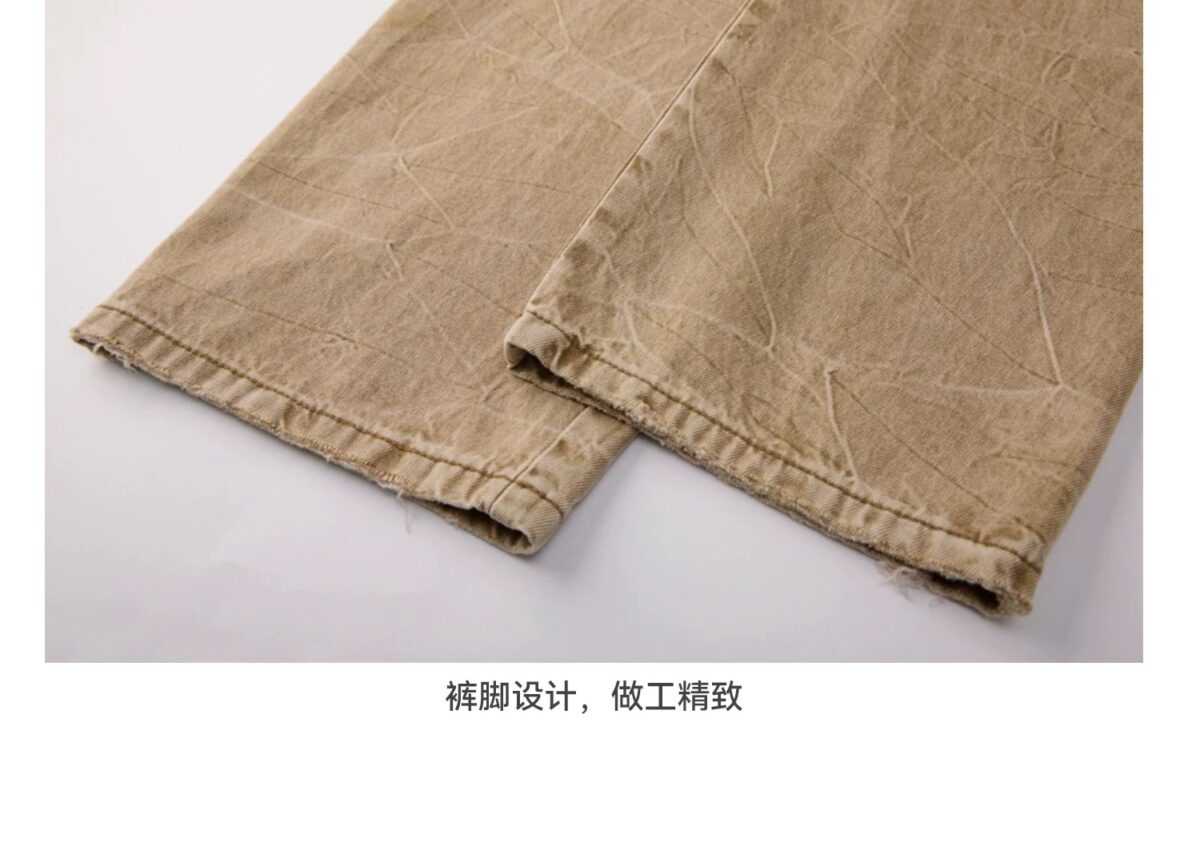 2025新款復古破洞水洗寬鬆牛仔褲男春夏新顏色新風格休閑長褲：圖片 14